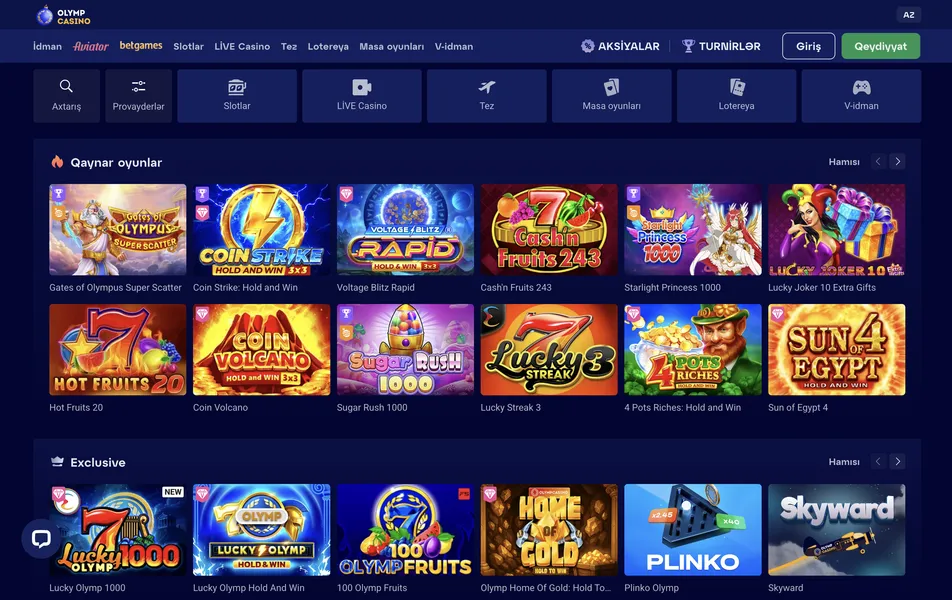 Sürətli oyunlar: Aviator, Plinko, Chicken Road 2, JetX